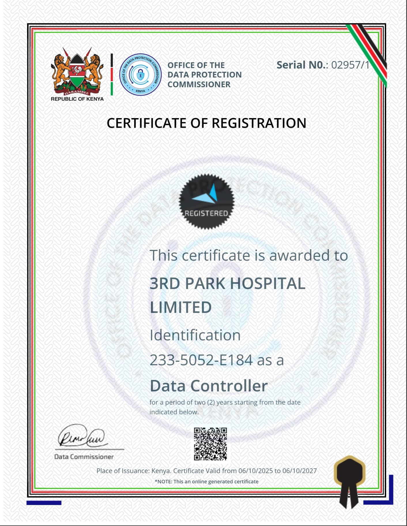 Data Controller Certificate